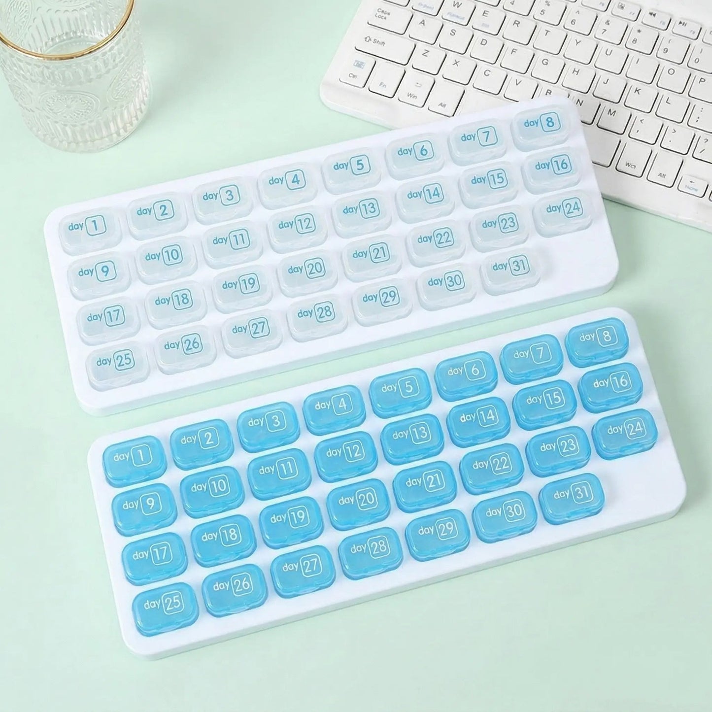 31 Days Pill Box-Monthly Pill Organizer with Lid 1 Count 31-Grid Portable Daily Pill Storage Box, Arthritis-Friendly Easy-Open Lids Removable Pill Pods Date Reminder & Travel Case for Vitamins & Medications for Daily Use Healthcare